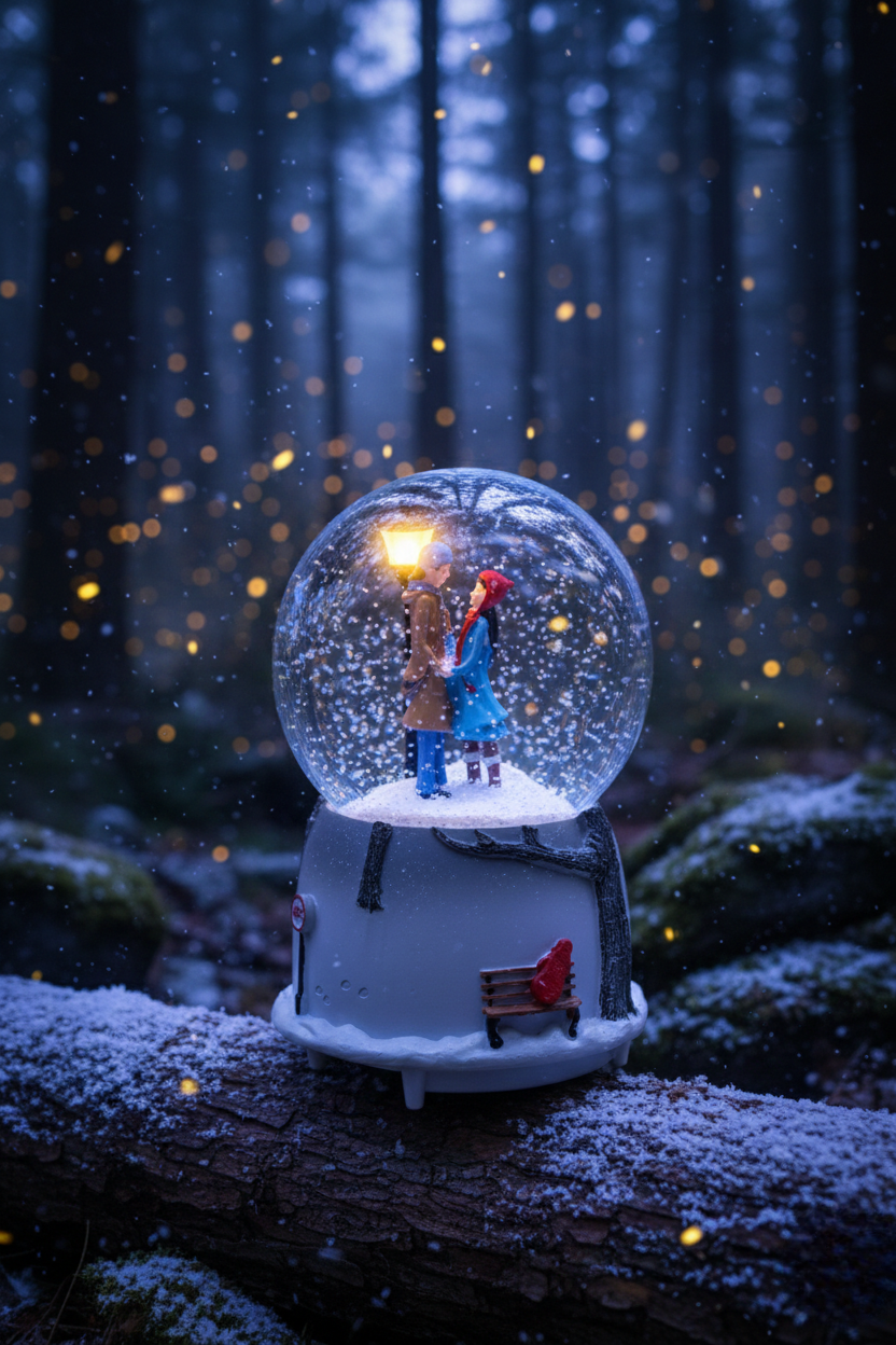 Romantik Çift Tasarımlı Işıklı Kar Küresi