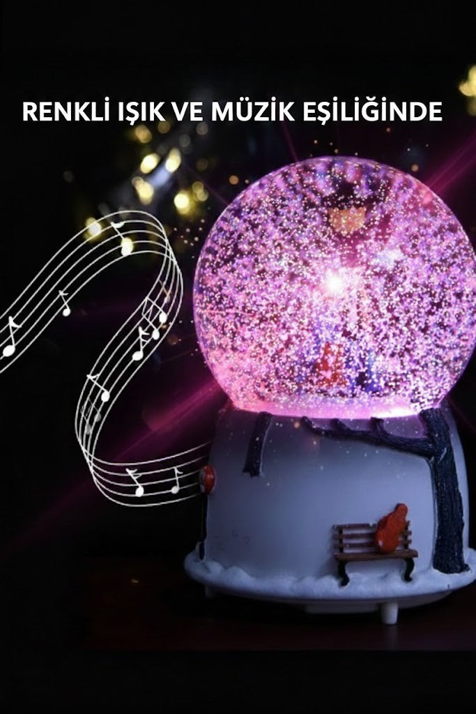 Romantik Çift Tasarımlı Işıklı Kar Küresi