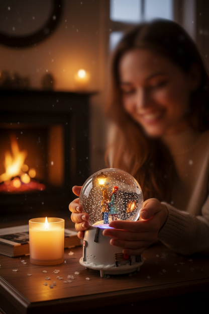 Romantik Çift Tasarımlı Işıklı Kar Küresi